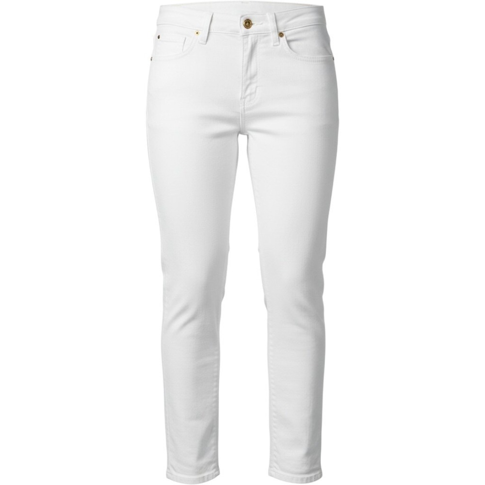 Michael Kors white party Izzy skinny stretch jeans gold-tone hardware 8 mid rise